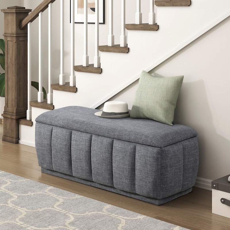 Modern Taupe Storage Bench Cushion Seat