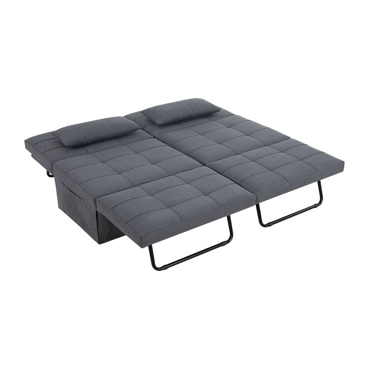 Sleeper Chair Bed, 4 In 1 Multi-Function Convertible Ottoman Bed, Breathable Linen Bed Chair, Convertible Sofa Bed