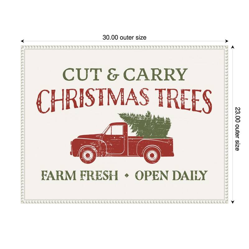 Christmas Farm Sign II by Victoria Barnes Framed Canvas Wall Art Print - 30 x 23 in - White