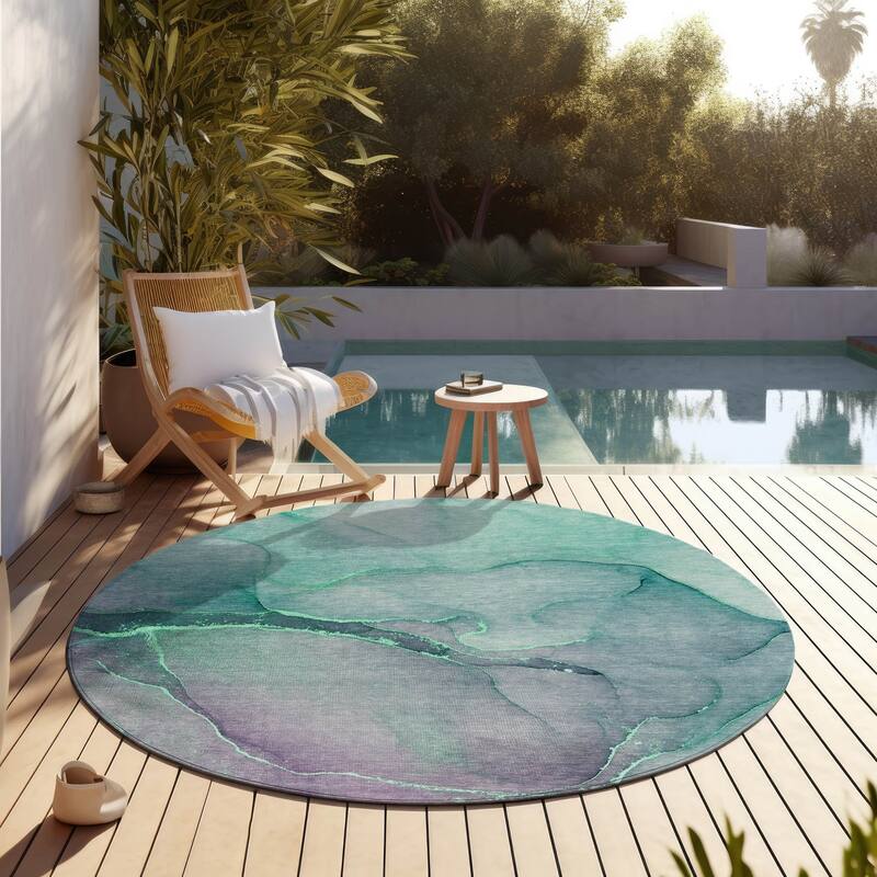 Allus Contemporary Abstract Weather Resistant Blended Style Outdoor Rug