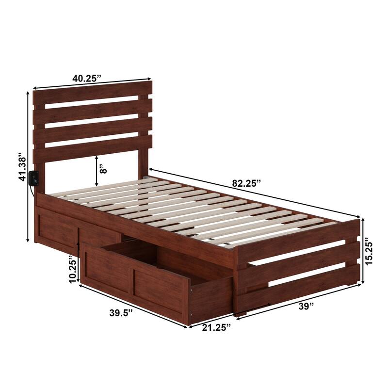 Oxford Bed with Footboard and USB Turbo Charger and 2 Storage Drawers