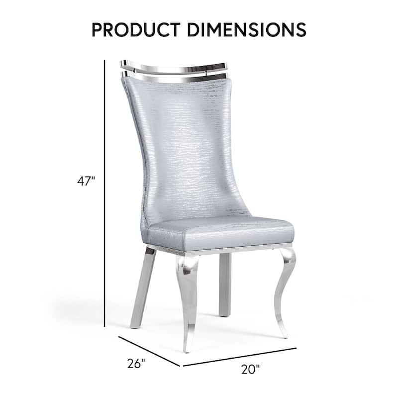 Furniture of America Thaddeus Glam Stainless Steel Upholstered Dining Side Chair (Set of 2)