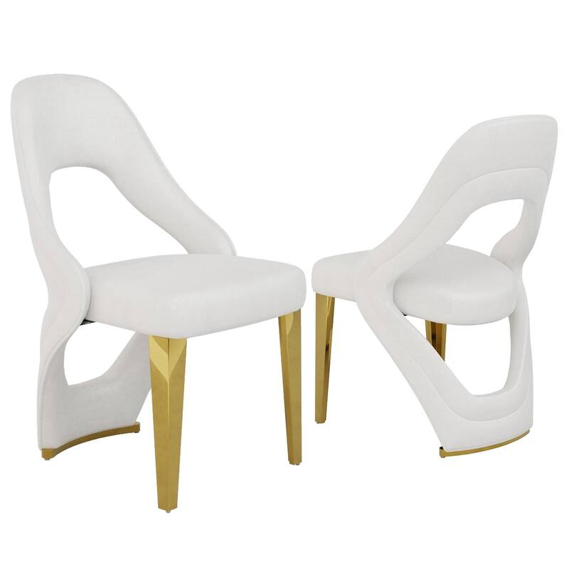 Velvet Dining Chairs with Open Back and Polished Metal Legs