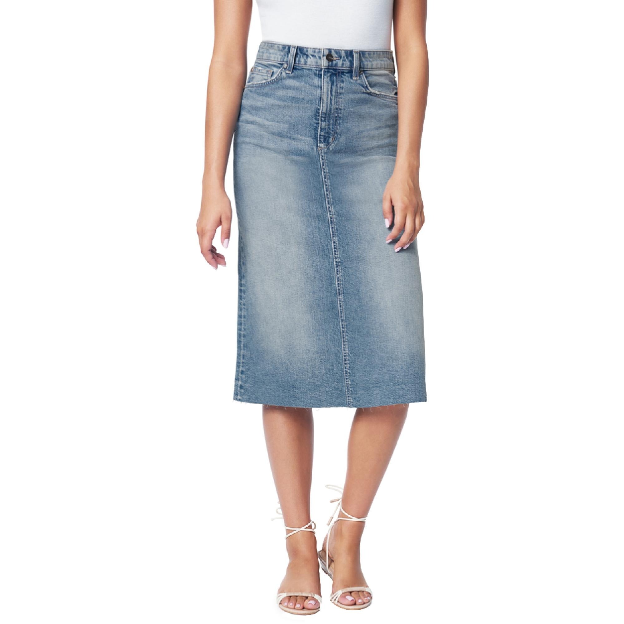 denim skirt a line midi