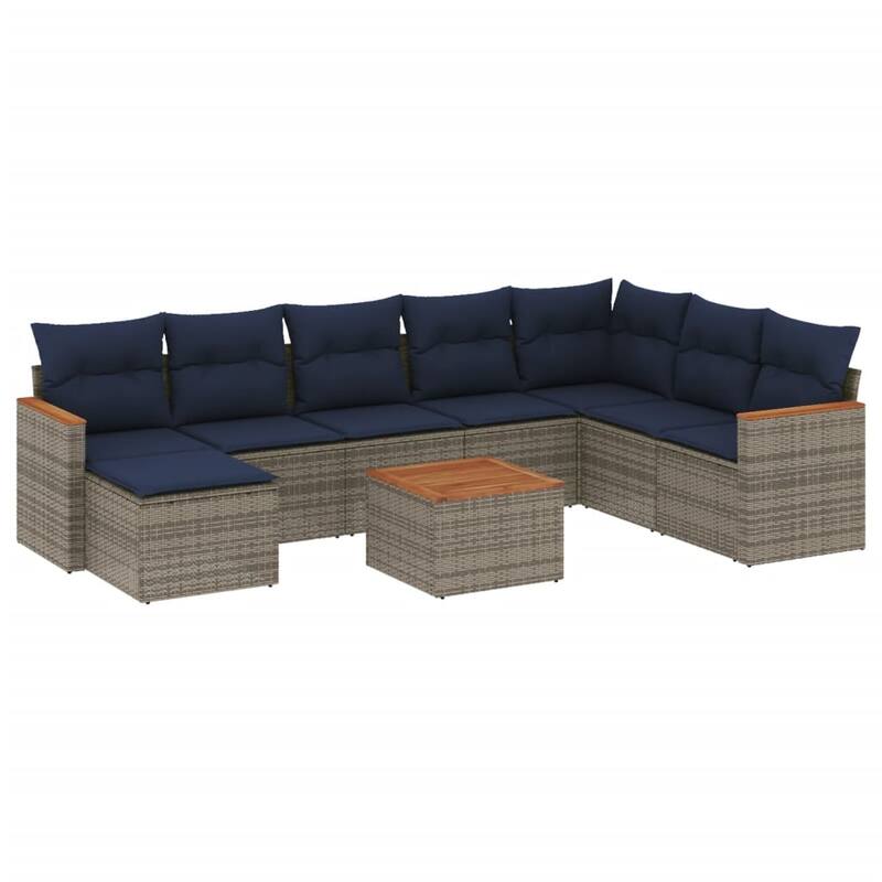 vidaXL Patio Sofa Set with Cushions Outdoor Conversation Furniture Poly Rattan - 24.4x 24.4x 27.2