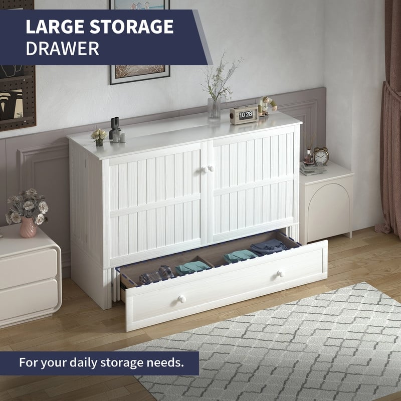Mixoy Modern Murphy Bed Cabinet Chest with Mattress & Storage Platform