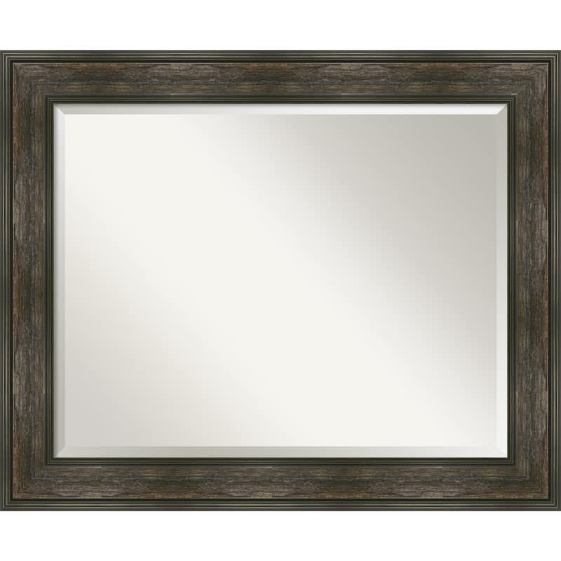 Beveled Bathroom Wall Mirror - Rail Rustic Char Frame - Rail Rustic Char