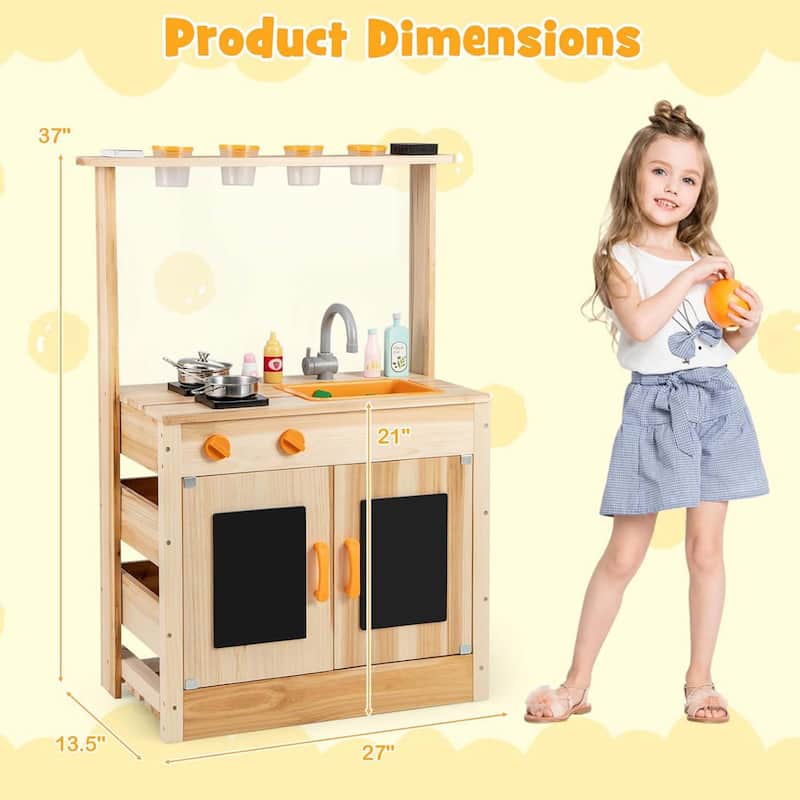 Mud Kitchen Fir Wood Outdoor Play Kitchen Toy for Toddlers