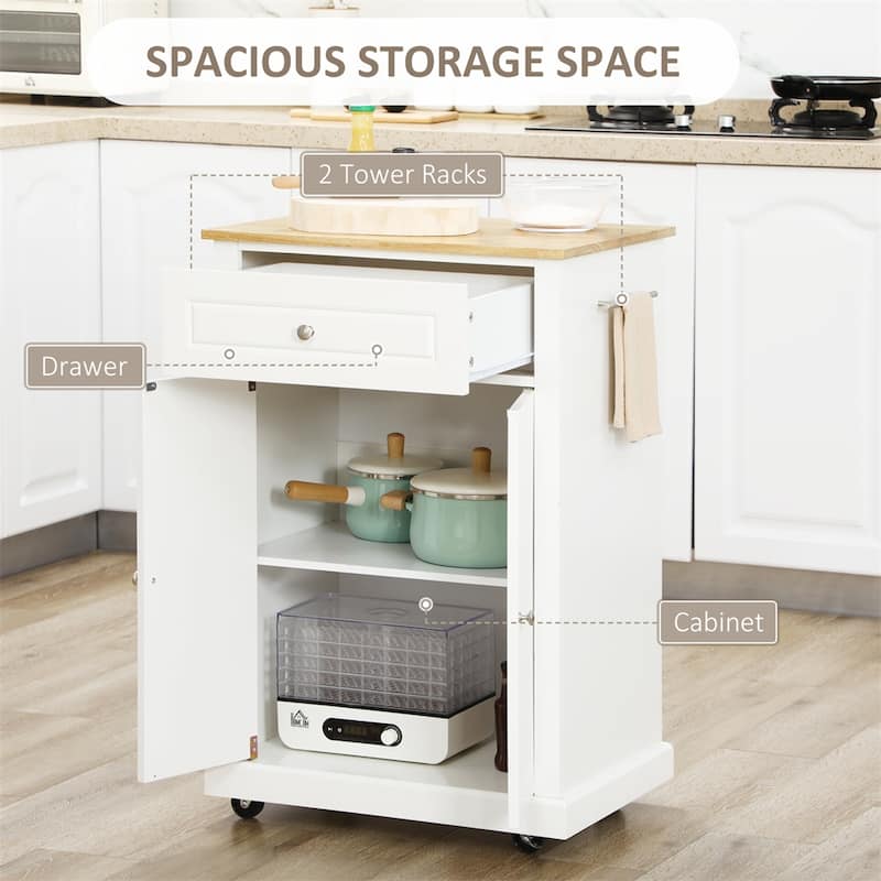 Rolling Kitchen Island Cart,Portable Serving Trolley Table with Drawer