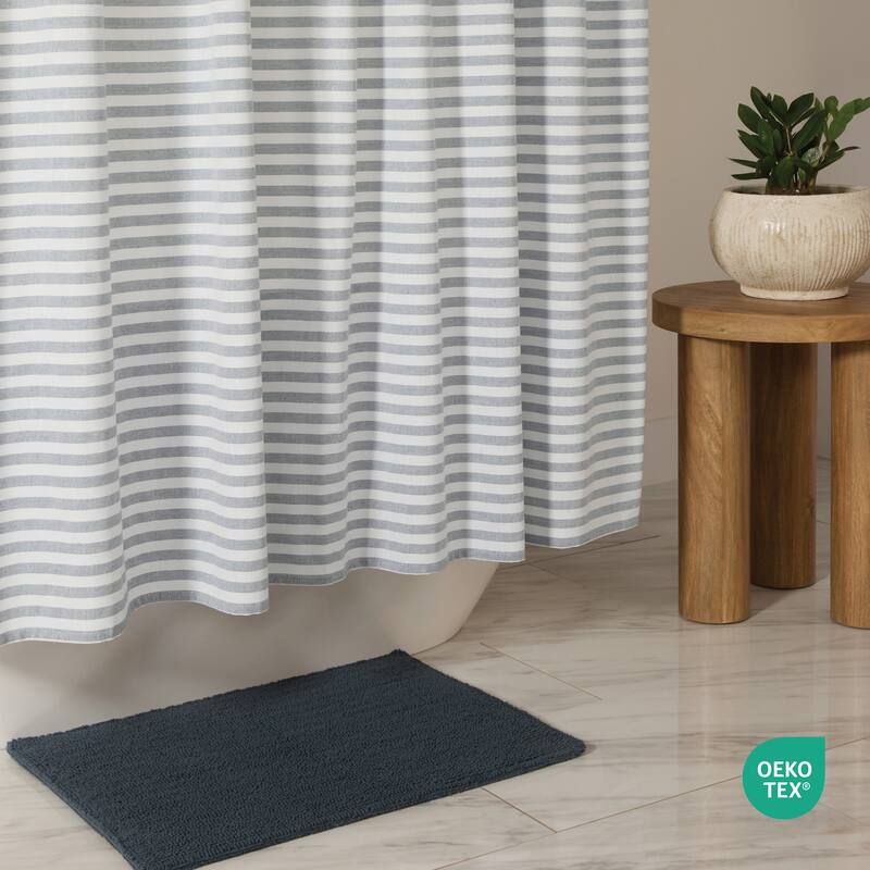 Becky Cameron Cotton Blend Striped Shower Curtain