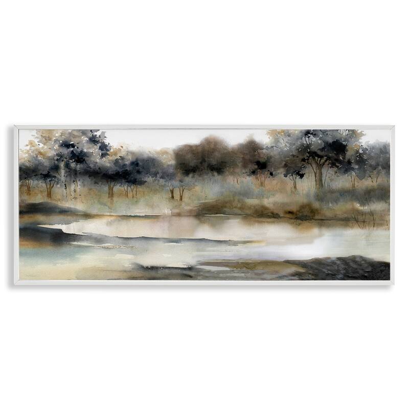 Stupell Trees By Lakeside Landscape Framed Giclee Art, Design by Carol Robinson - 24 x 10 - White