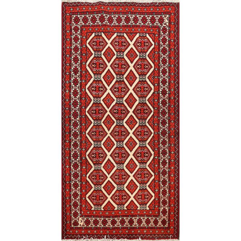 Geometric Balouch Persian Area Rug Handmade Traditional Wool Carpet - 3'4" x 5'7"