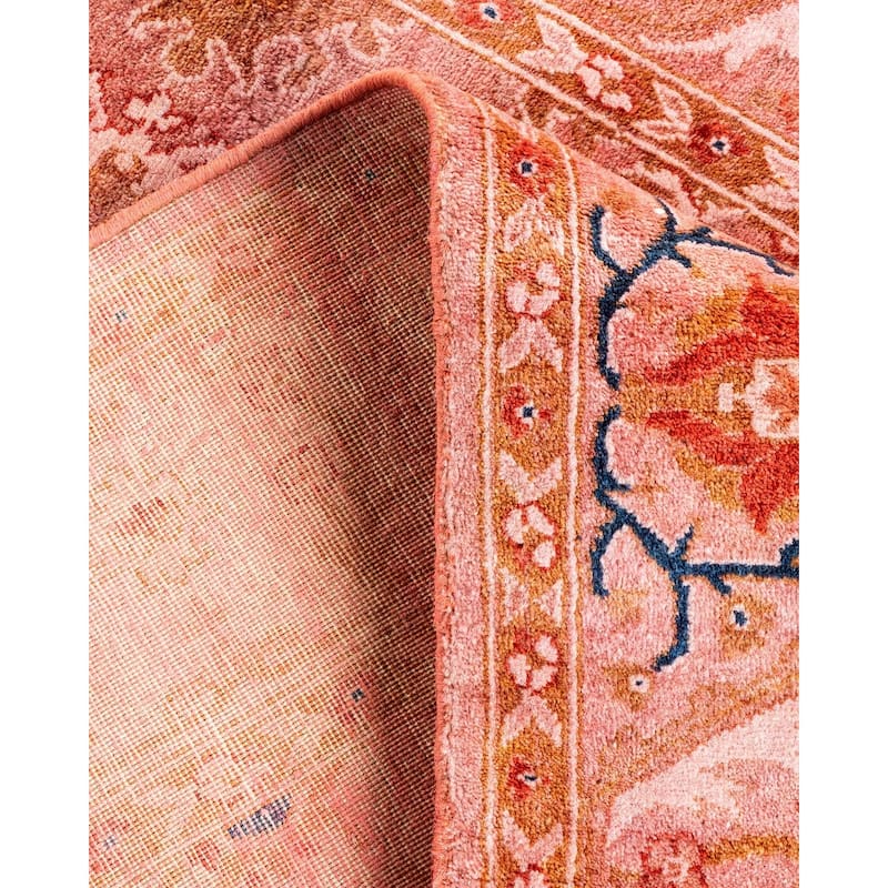 Overton Hand Knotted Wool Vintage Inspired Modern Contemporary Overdyed Pink Area Rug - 3' 1" x 5' 7"