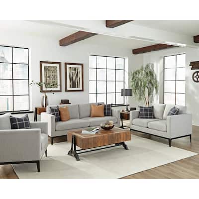 Apperson Upholstered Track Arm Sofa Set Light Grey