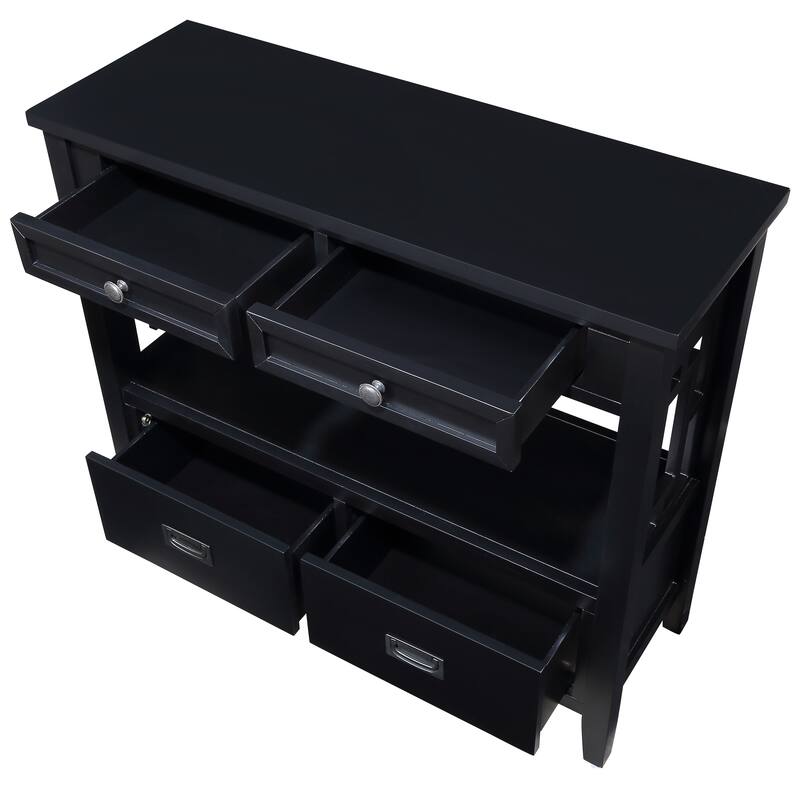 36" Farmhouse Pine Wood Console Table Entry Sofa Table with 4 Drawers & 1 Storage Shelf for Entryway Living Room Bedroom