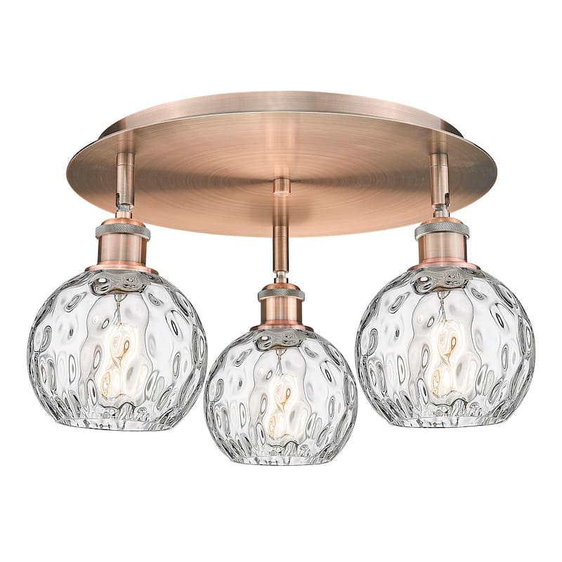 Innovations Lighting 516-3C-9-18 Athens Water Glass Flush Athens Water - Antique Copper / Clear Water Glass