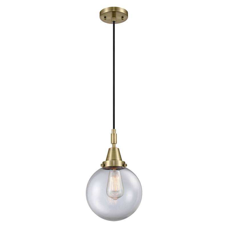 Innovations Lighting Downtown Urban - Caden Beacon - 1 Light 8" Cord Hung Mini Pendant - Antique Brass/Clear Shade