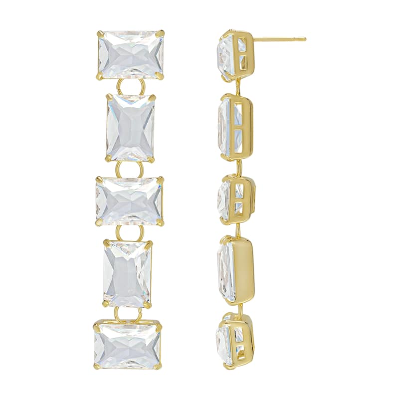Victoria Townsend Gold Plated Clear Crystal Long Drop Dangling Earrings