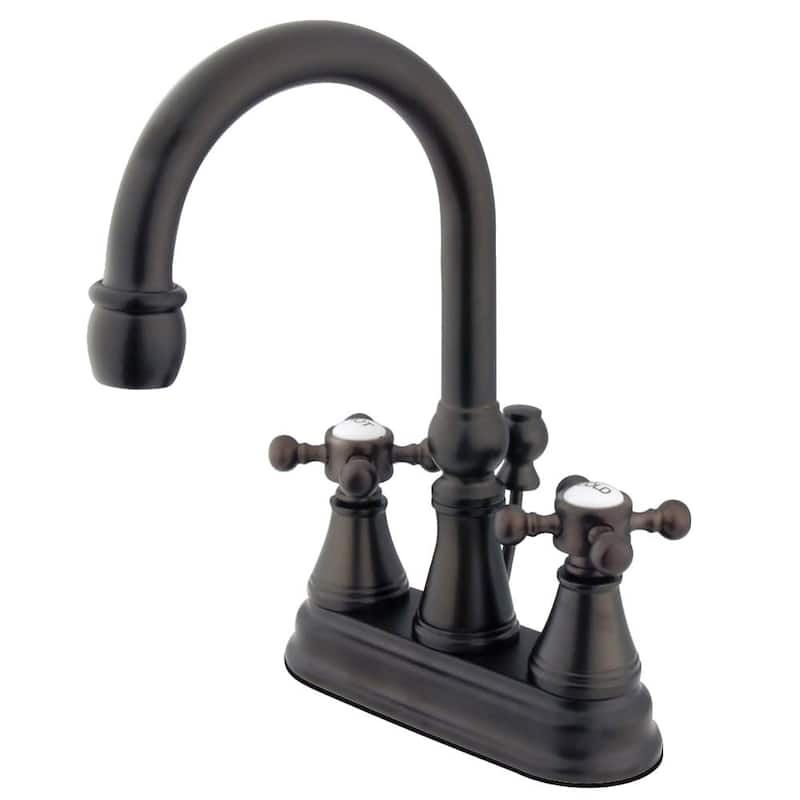 Kingston Brass Vintage 1.2 GPM Deck Mounted Bathroom Faucet with Cross