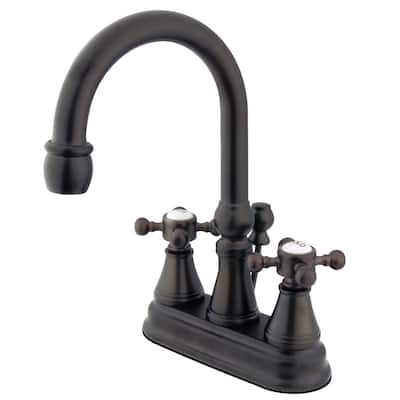 Kingston Brass Vintage 1.2 GPM Deck Mounted Bathroom Faucet with Cross