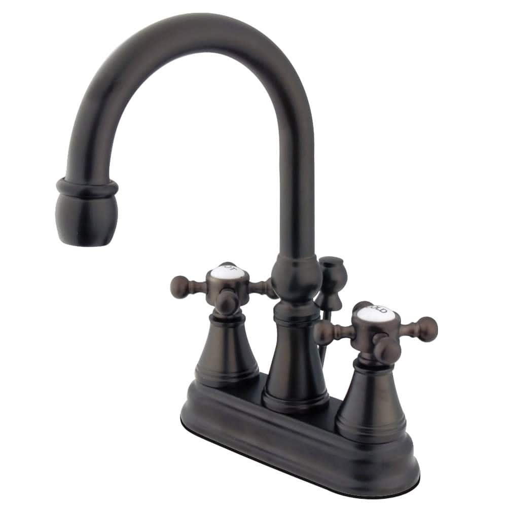 Kingston Brass Vintage 1.2 GPM Deck Mounted Bathroom Faucet with Cross