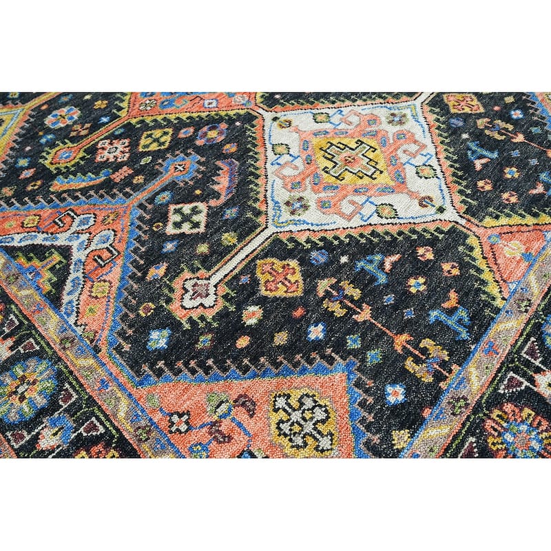 Hand Knotted Turkish Oushak Charcoal wool Arts & Craft Area Rug - 8' 11'' x 11' 11''