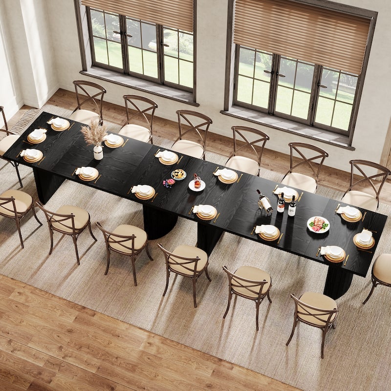 78.7 Inches Brown Wood Dining Table Kitchen Table for 8 People