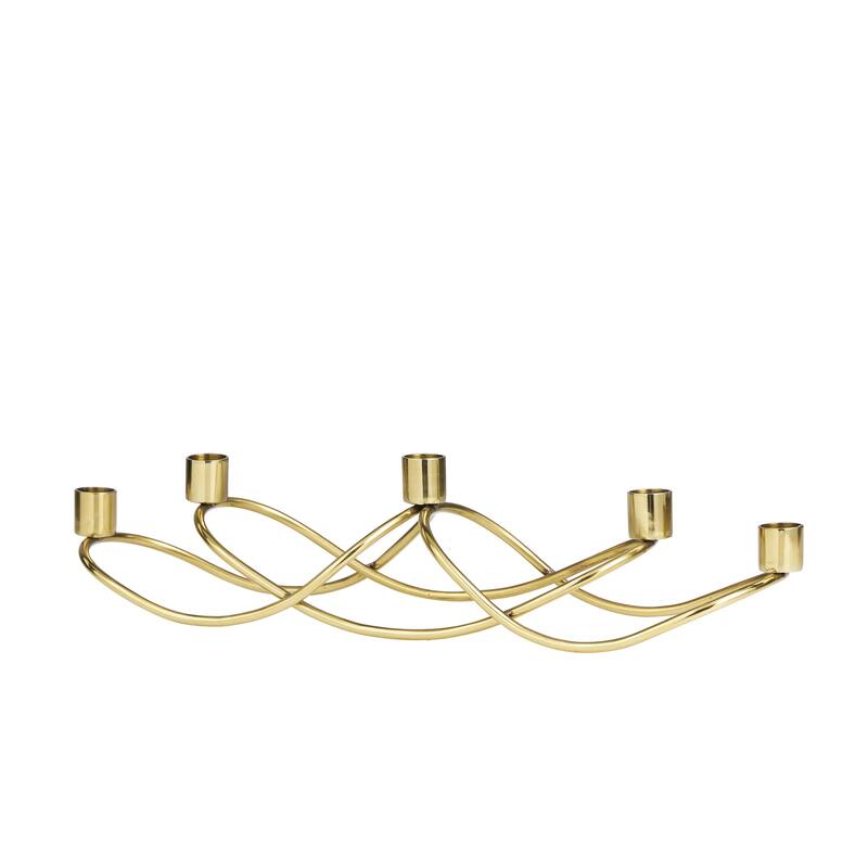 Stainless Steel Metal 5 Candle Candelabra - Gold - Roche River Decor