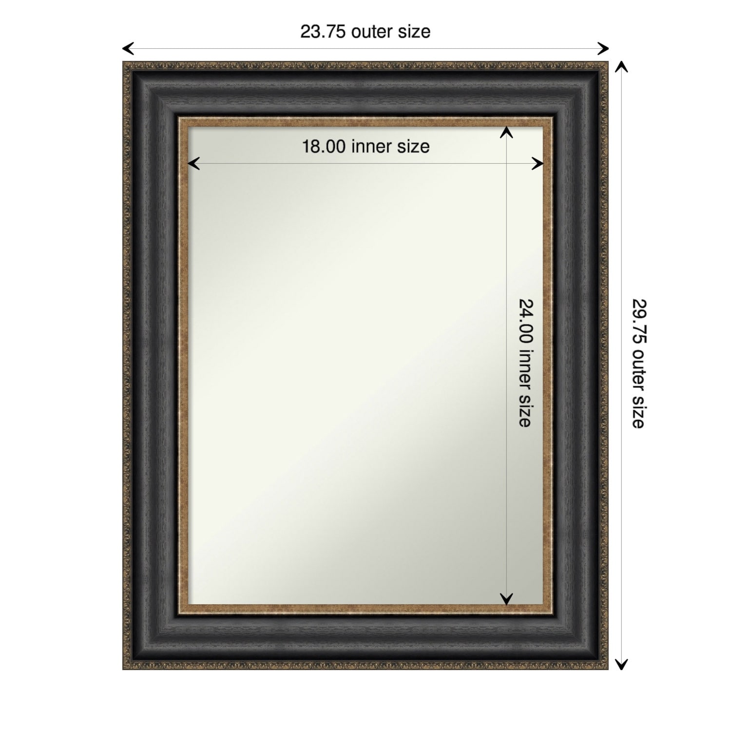 Non-Beveled Bathroom Wall Mirror - Thomas Black Bronze Frame