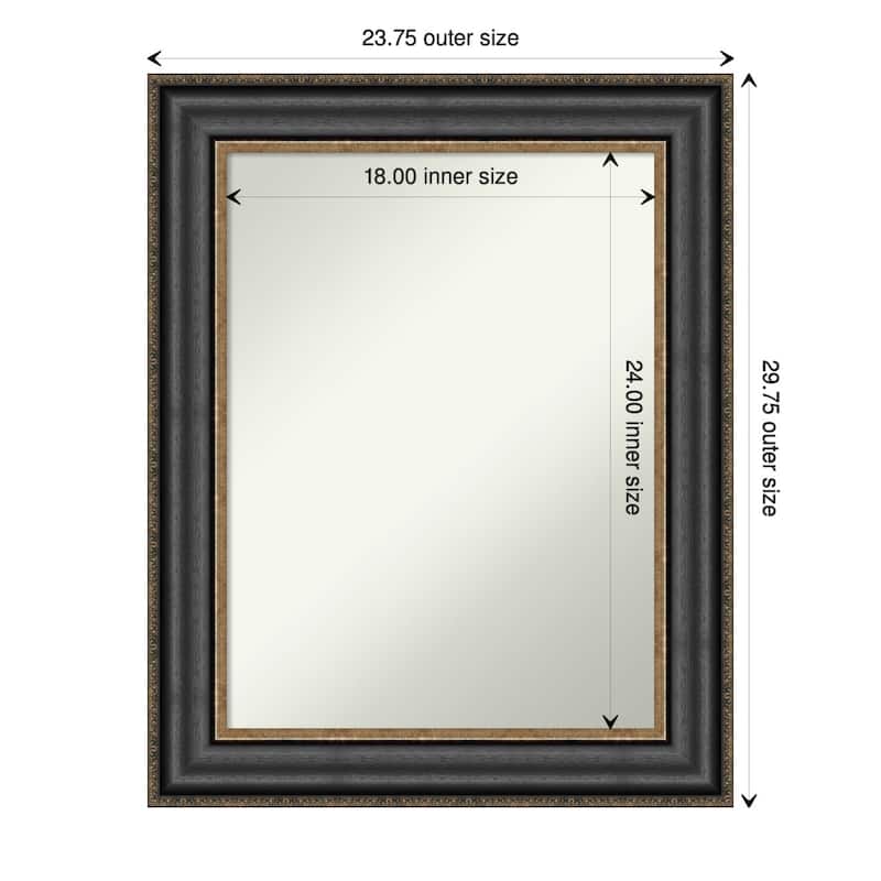 Non-Beveled Bathroom Wall Mirror - Thomas Black Bronze Frame - 24 x 30 in - Thomas Black Bronze