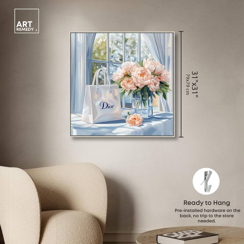 Bag and Peonies Canvas by Art Remedy