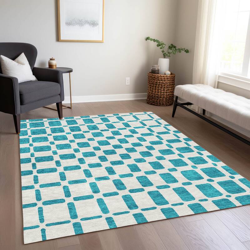 Machine Washable Indoor/ Outdoor Chantille Geo Contemporary Rug