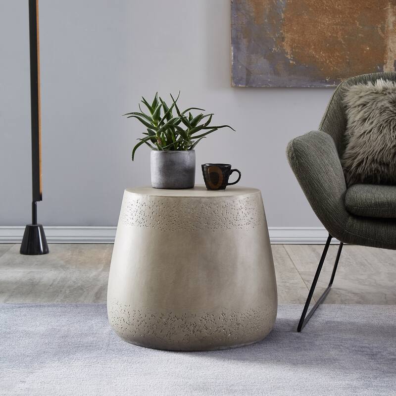 19" Modern Round Side Table with Drum Shape for Living Room or Bedroom