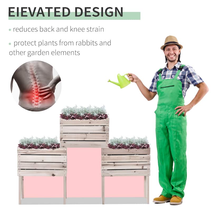 Outsunny 4-Piece Raised Garden Beds Wooden Outdoor Planter Boxes with Different Stacking Arrangements