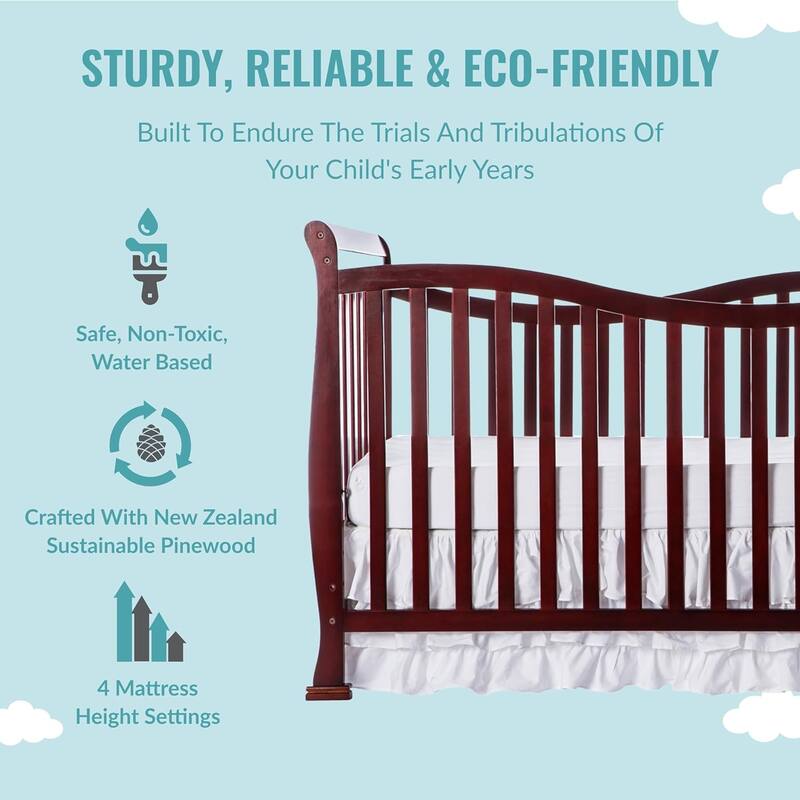 Dream on Me Violet 7-in-1 Convertible Life Style Crib - Cherry