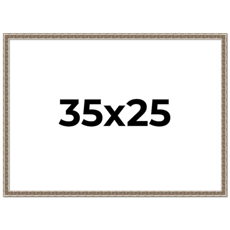 35x25 Frame Silver Versailles Ornate Solid Wood Picture Frame | 1 Inch