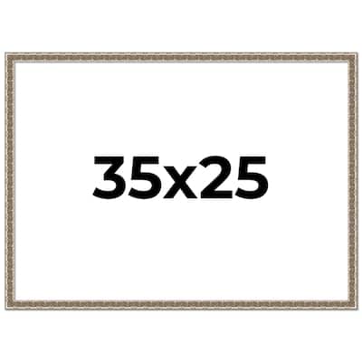 35x25 Frame Silver Versailles Ornate Solid Wood Picture Frame | 1 Inch