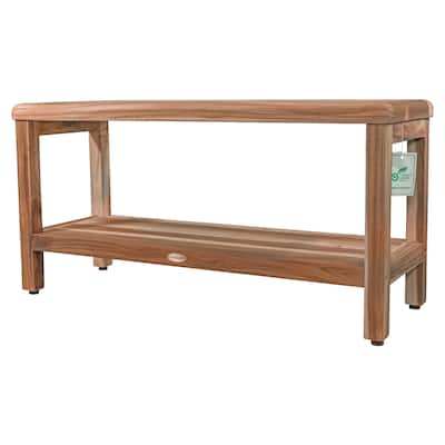 EcoDecors Eleganto EarthyTeak 36" Teak Shower Bench with Shelf