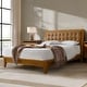 preview thumbnail 5 of 18, Leocadia Mid-century Modern Button-tufted Genuine Leather Solid Wood Platform Bed with Charging Ports by HULALA HOME