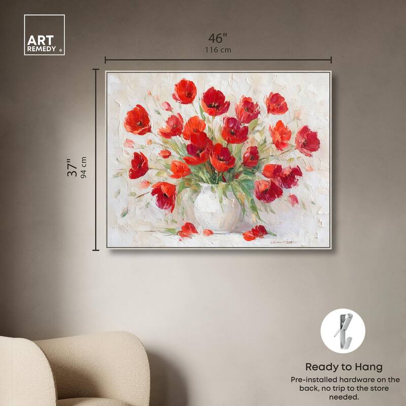 Red Blooms in a Vase Canvas by Art Remedy