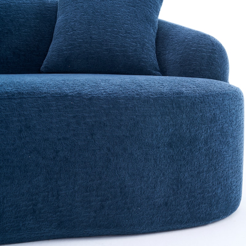 Compression Sponge L-Shape Sectional Sofa with Curved Chaise,Brown Modular Chenille Couch,30D High-Density