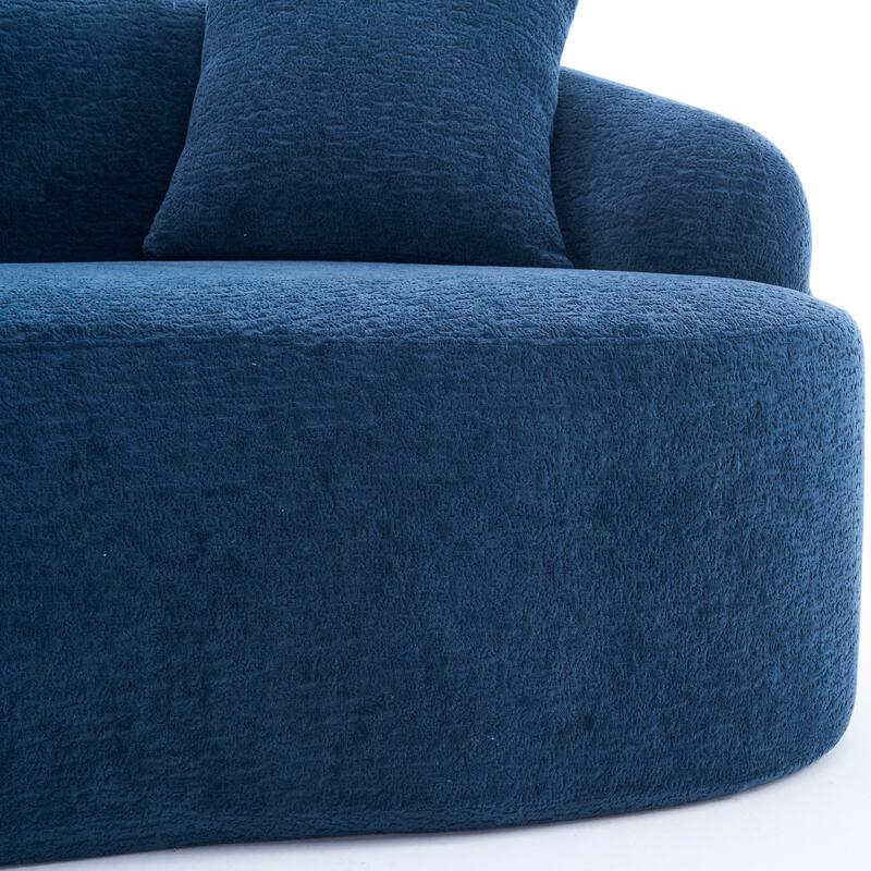 Modern Chenille L-Shaped Modular Sectional Sofa with Curved Chaise and 4 Pillows for Living Room