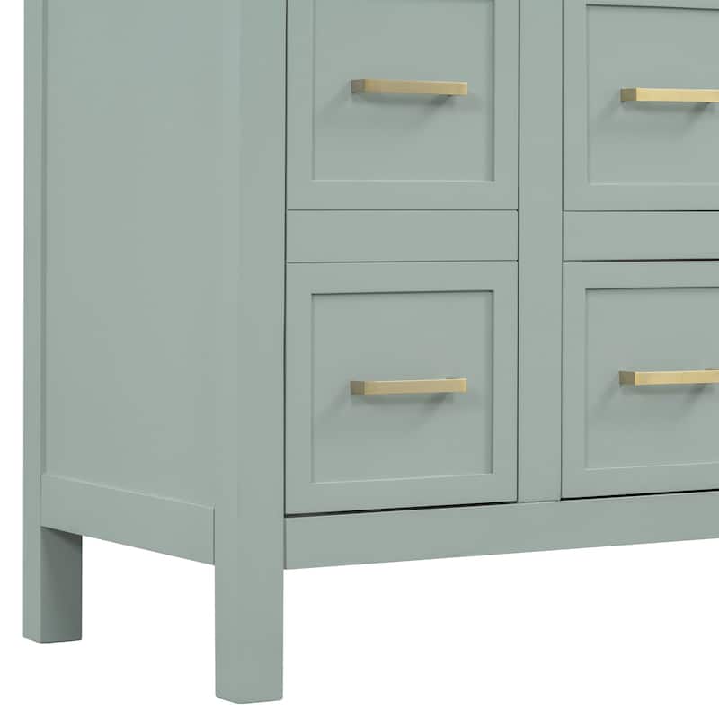 Multifunctional Bathroom Vanity, Freestanding Vanities with Adjustable Shelf, Storage Cabinet with 4 Drawers and 2 Doors