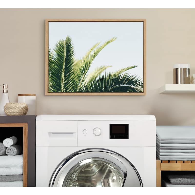Kate and Laurel Sylvie Palm Blue Sky Framed Canvas by Amy Peterson