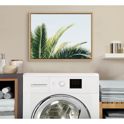 Kate and Laurel Sylvie Palm Blue Sky Framed Canvas by Amy Peterson