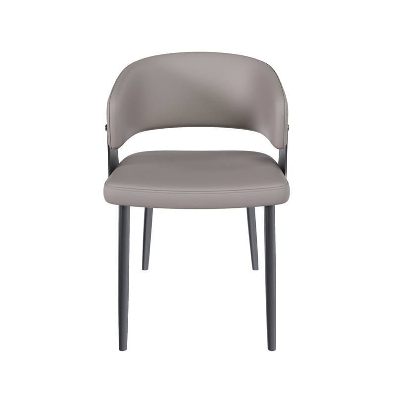 Dining Chairs Set of 2, Modern PU Leather Kitchen Chairs with Metal Legs - Ergonomic Armrests, Comfortable Sponge Cushion