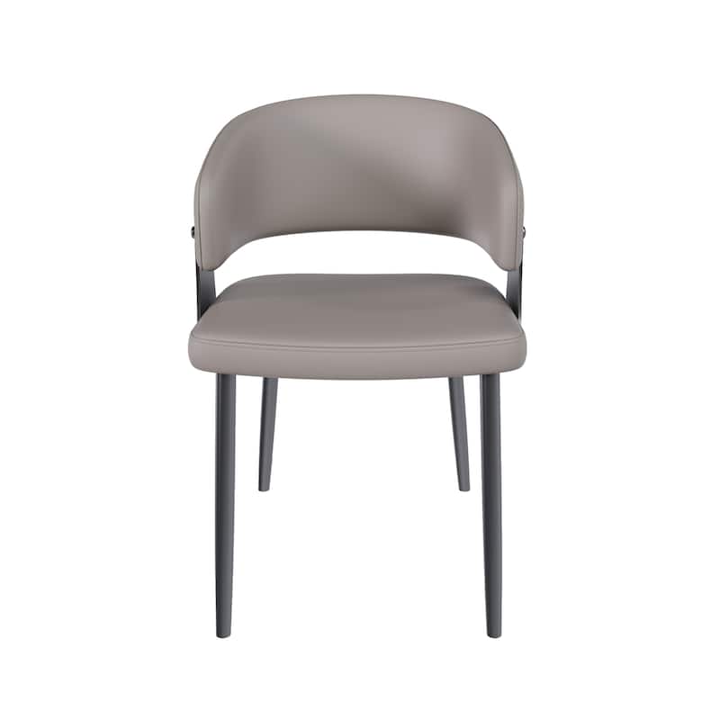 Stylish Dining Chair Set of 2, Faux Leather Armchair with Metal Frame, Modern Breakfast Nook Kitchen Chair