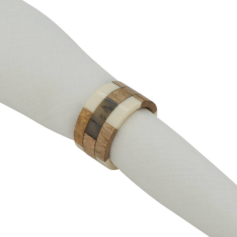 Napkin Rings With Wood Segments Design (Set of 4)