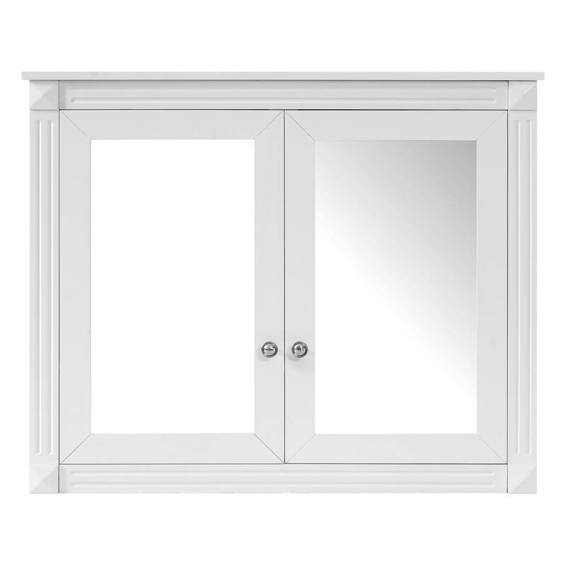 Roomfitters 36x28 Inch Wall Mount Medicine Cabinet, Double Mirror Storage with 2 Adjustable Shelves