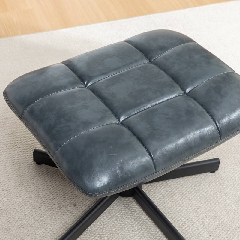 2-Piece Seating Set, Faux Leather Tufted Accent Chair and Ottoman